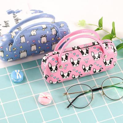 China Optical Glasses Packing 2022 New Design Cute Cartoon Portable Children Glass Box Girls Anti-compression Folding PU Glass Case for sale