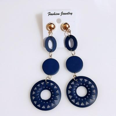 China Fashion TRENDY Korean vintage version wooden earrings brown long round earrings wholesale for sale