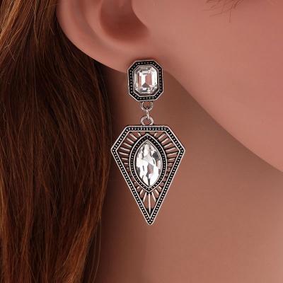 China TRENDY Wholesale Fashion Crystal Triangle Dangle Earrings Shape Retro Exaggerated Geometric Drop Earrings for sale