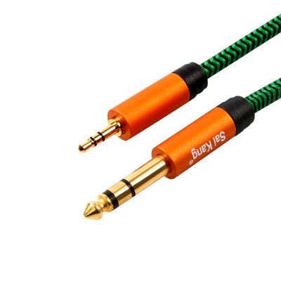 China DVD player aux audio cable. 3.5mm To 6.35mm Jack Audio Cable Nylon Stereo Cable for sale