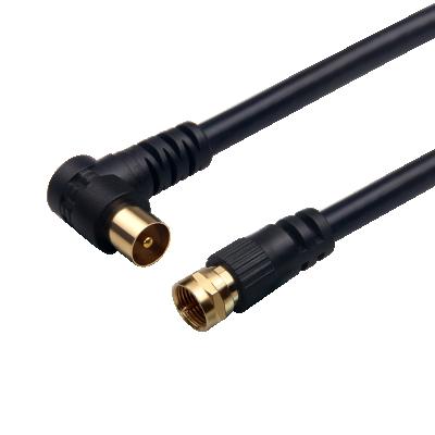 China For iPod TV Cable 9.5 Male To F 90 Degree Angle RG6 Male Cable RG 59 TV Coaxial Cable For CATV / CCTV for sale