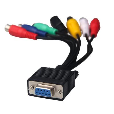 China High Quality MP3/MP4 Player VGA In TV Box Cabel VGA To S-Video +3 RCA Converter Cable VGA Rca Black Color To 5RCA Connect Cable, AV for sale