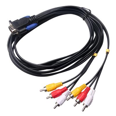 China MP3/MP4 Player VGA To 6RCA 6 Lotus Head Video Gold Plated VGA To Video Output 3RCA Red White Yellow Color Audio Black VGA To 5RCA Connect Booth for sale