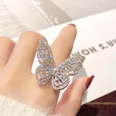 China European and American Alloy Butterfly Zircon Micro-set Beauty Jewelry New Personality Ring CLASSIC Gold Plated Jewelry for sale