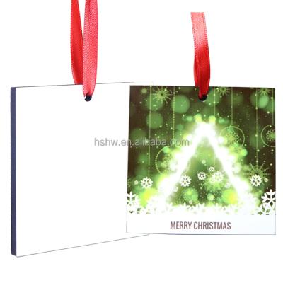 China Home Festival Decoration Blanks For Christmas Tree Wooden Decoration Sublimation Square Hanging Ornaments for sale