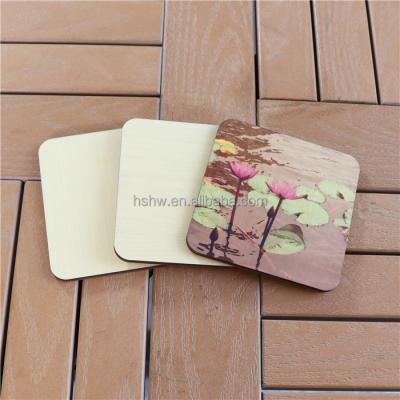 China Europe Wholesale Printable Custom Sublimation Wooden Plywood Blank Square 95mm Coasters for sale