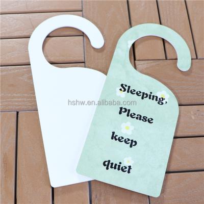 China Restaurant Customized Double Sided HPP Printable Sublimation Hard Plastic FRP Blank Do Not Touch Door Hanger Sign for sale