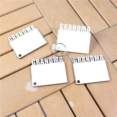 China 2022 Wooden Custom Grandma Wooden Keyring Double Sided Blank MDF Heat Press Sublimation Keychains for sale