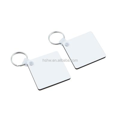 China Promotion Gift Wholesale High Quality Blank Square Shaped Printing Sublimation MDF Wood Keychains For Decoration for sale