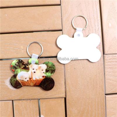 China Souvenir Gift Key Chain Free Sample Manufacturer Dog Bone Shape Double Sided Sublimation Mute Wooden Key Chain Custom MDF Key Rings for sale