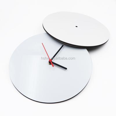 China Wholesale American Style Round Shape 19cm Heat Press Custom Wooden MDF Sublimation Empty Wall Clock for sale