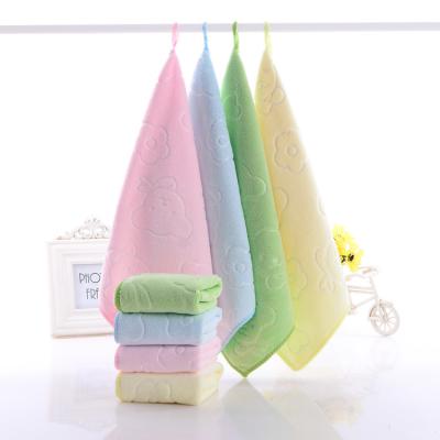 China Wholesale Cute 300gsm Bear and Flower Microfiber Kitchen QUICK DRY Cute Embossed Hand Towel for sale