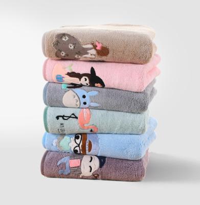 China QUICK DRY thick soft absorbent coral household fleece towel adult microfiber face towel for sale