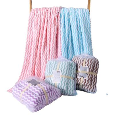 China Hot Sale Factory Sale Coral Fleece Wave Design Coral Fleece Towel Set QUICK DRY From China for sale