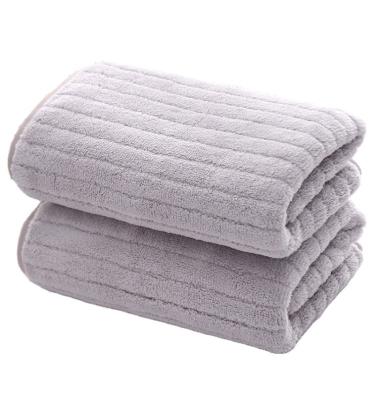 China Viable Wash Striped Towel 35*75cm 80g Face Towel Fleece Coral Towel for sale