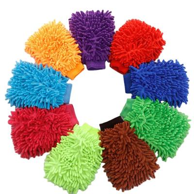 China Wholesale Cheaper QUICK DRY Chenille Glove Car Wash Chenille Microfiber Clean Glove for sale