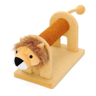 China Cute Animal Tree Stocked Lion Style Cat Sisal Scratching Toy Portable Small Size Cat Plush Head Scratcher for sale