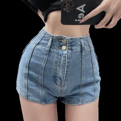 China 2022 Summer Ladies Breathable High Waist Shorts Korean Fashion A Line Denim Shorts for sale