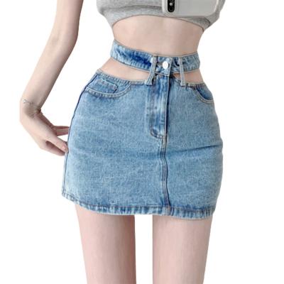 China 2022 new style breathable solid color denim shorts jeans skirt ladies blue jeans skirt for sale