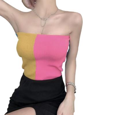 China Anti-pilling upper women summer new fashion temperament sleeveless short vest inner sexy upper striped tube backless for sale