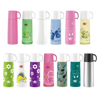 China PORTABLE Bullet Style Insulated Double Walled Stainless Steel Water Bottles Custom Kids Vacuum Flasks With Plastic Cup Lid for sale