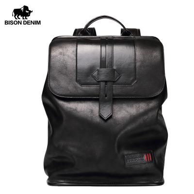 China New Mens DENIM BISON Motion Sensing Large Capacity Backpack Fashion Leather Waterproof Men Backpack Casual Laptop Travel School Bags for sale