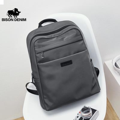 China Motion Sensing BISON DENIM Women Men Gray Backpack College Student School Nylon Backpack Bags Casual Travel Large Capacity Daypack for sale