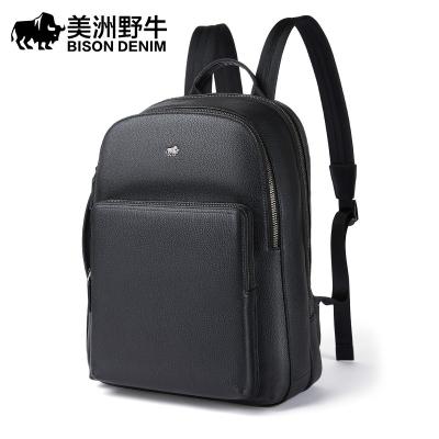 China Motion Sensing BISON DENIM Genuine Leather Men Backpack 13.3 Inch Laptop Bag Men Backpack Travel Bag for sale