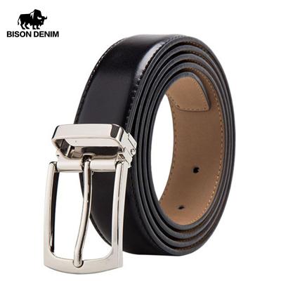 China Custom Made Strap Genuine Luxury Classic Belt Homme Pin Buckle Male Belt Cowhide BISON DENIM Leather Belt For Men for sale