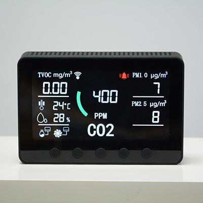 China ABS+LCD Lifetime Smart WiFi 7 in 1 Humidity Monitor RS485 CO2 TVOC PM2.5 PM1.0 PM10 CO2 Temperature Tester CO2 Controller for sale