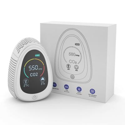 China Hot Sale Wifi Smart Rechargeable Air Quality Monitor Gas Detector 5 in 1 Meter Combo Carbon Dioxide Detector Humidity Temp Smoke Detector CO2 for sale