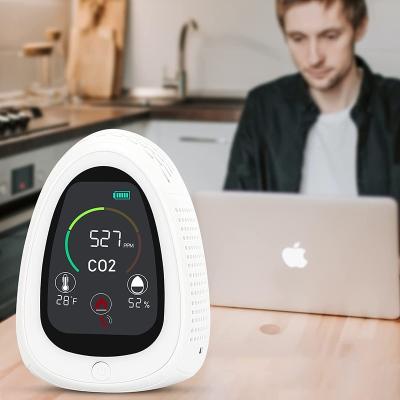 China ABS+LCD SmartTuya NDIR CO2 Smoke Detector CO2 Meter CO2 Air Carbon Dioxide Concentration Detector Fire Resistant Desktop Monitor for sale