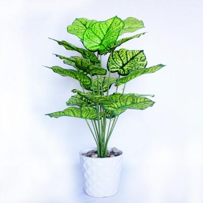 China Realistic Fake Bonsai Plants Wedding Party Decoration 18 Leaves Tree Taro Leaf Potted Home Wedding Party Artificial Plastic Home Decor for sale