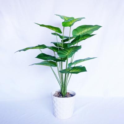 China Wedding Party Hotel Decoration Home Plant Head 18 Realistic Plastic Artificial Green Taro Leaf Home Wedding Party Decor Fake Plants Bonsai Trees Leaves for sale