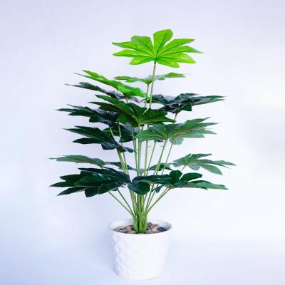 China Wedding Party Hotel Decoration Home Plant Head 18 Lifelike Plastic Artificial Octagonal Home Decor Leaf Plants Faux Bonsai Trees Wedding Party for sale