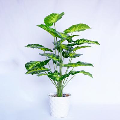 China Wedding Party Hotel Decoration Home Plant Head 18 Realistic Plastic Artificial Green Taro Leaf Home Wedding Party Decor Fake Plants Bonsai Trees Leaves for sale