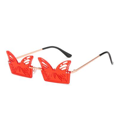 China Custom Butterfly New By Handsome Fashion Sunglasses Style For Women Latest UV400 Rimless Sunglasses 2021 for sale