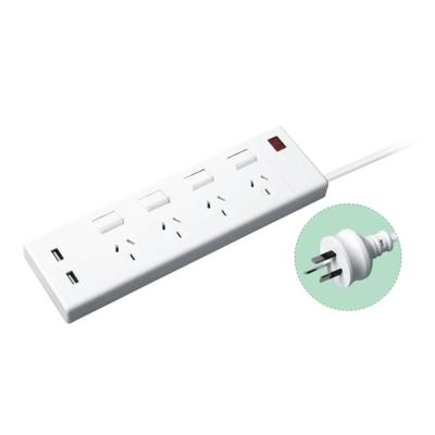 China Commercial Aussie SAA Power Strips 4 Outlet Person Switched With USB 2 Charger 4V-75 3X1.0 for sale