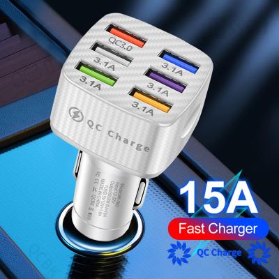 China Car Lighter USB Cell Phone 15A QC3.0 Cigarette Adapter 6 Fast Charging for iPhone Samsung for sale