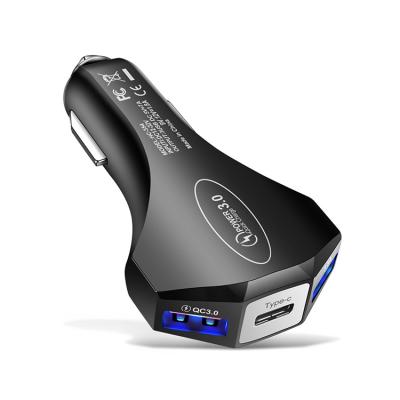 China 2021 New Popular Fast Charging 3.0 7A Dual USB+Type C 3in1 Car Charger Adapter for sale