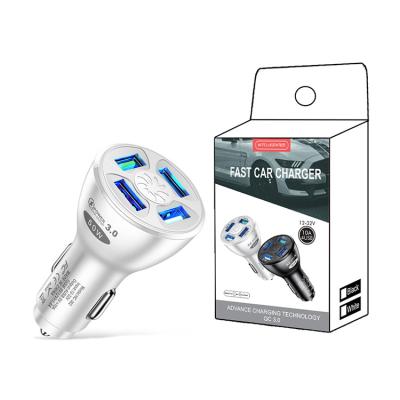 China 2021 New Products Mobile Phone Charging 3.0 Single Fast 4-Port USB 50W Car Charger For iPhone 13 11 Xiaomi Huawei for sale