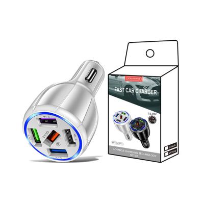 China 2021 New Product Fast Mobile Phone Fast Charging 3.0 USB Car Charger 5 Port White for sale