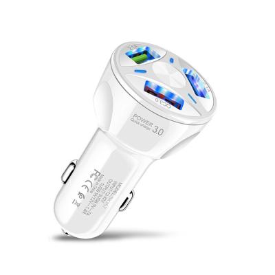 China Mobile Phone Factory Outlet QC3.0 7A Fast Car Charger 3 In 1 USB Adapter For Smartphone for sale