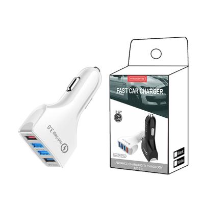 China Mobile Phone 4 USB Port Smart Car Charger Adapter QC3.0 Fast Charging Mobile Phone Laptop MP3 Player for sale