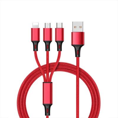 China 8Pin Universal 2.4A Fast Mulit 3 / Micro / Type C In 1 USB Charging Cable For iPhone Android Phone for sale