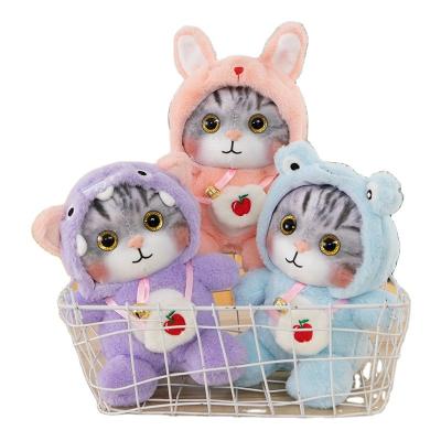 China Kids Toy Gift Hot Selling Design Your Own Realistic Creative Big Eye Backpack Cute Stuffed Cat Plush Cat Pillow With Cloth for sale