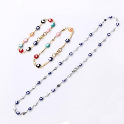 China High Quality Handmade Cute Blue Eye Rosary Brass Chain With Acrylic Jewelry Findings For Bracelet Necklace Jewelry Findings for sale