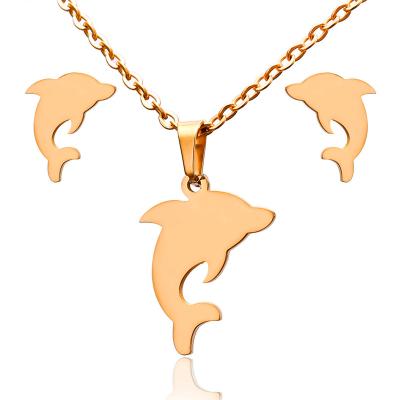 China Cute Punk Dolphin Baby Necklace Earrings Jewelry Set for sale