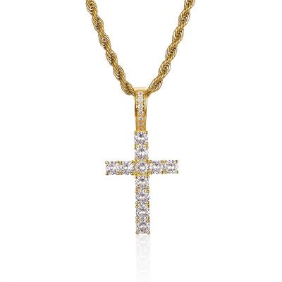 China Wholesale Hiphop Exquisite Cross Design Stainless Steel Iced Out Zircon Charm Pendant Gold Simple Design Pendant Necklace for sale