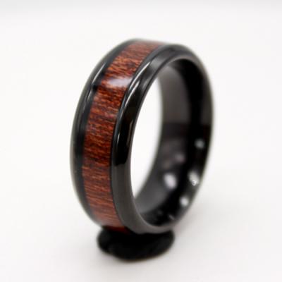 China CLASSIC Hawaiian Men's Escape Inlay Tungsten Wood Ring Custom Stainless Steel Wood Wedding Band Rings For Men's Ring for sale